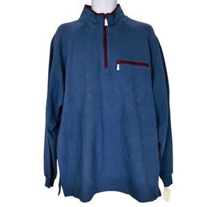 Vintage 90s Mens XL Sweatshirt Blue Maroon Quarter Zip New